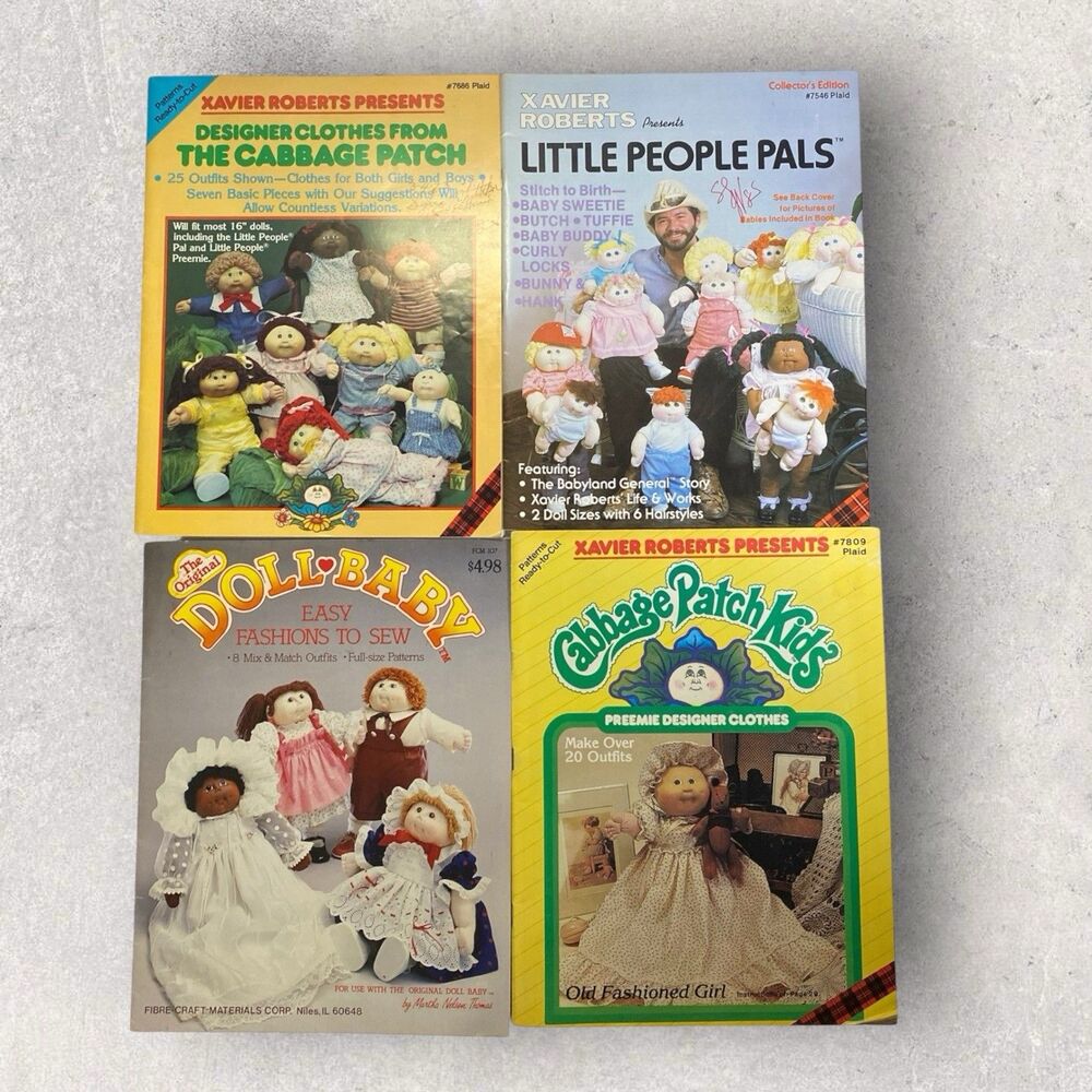 4 UNCUT Pattern Books Cabbage Patch Kids Xavier Roberts Little People Pals Doll